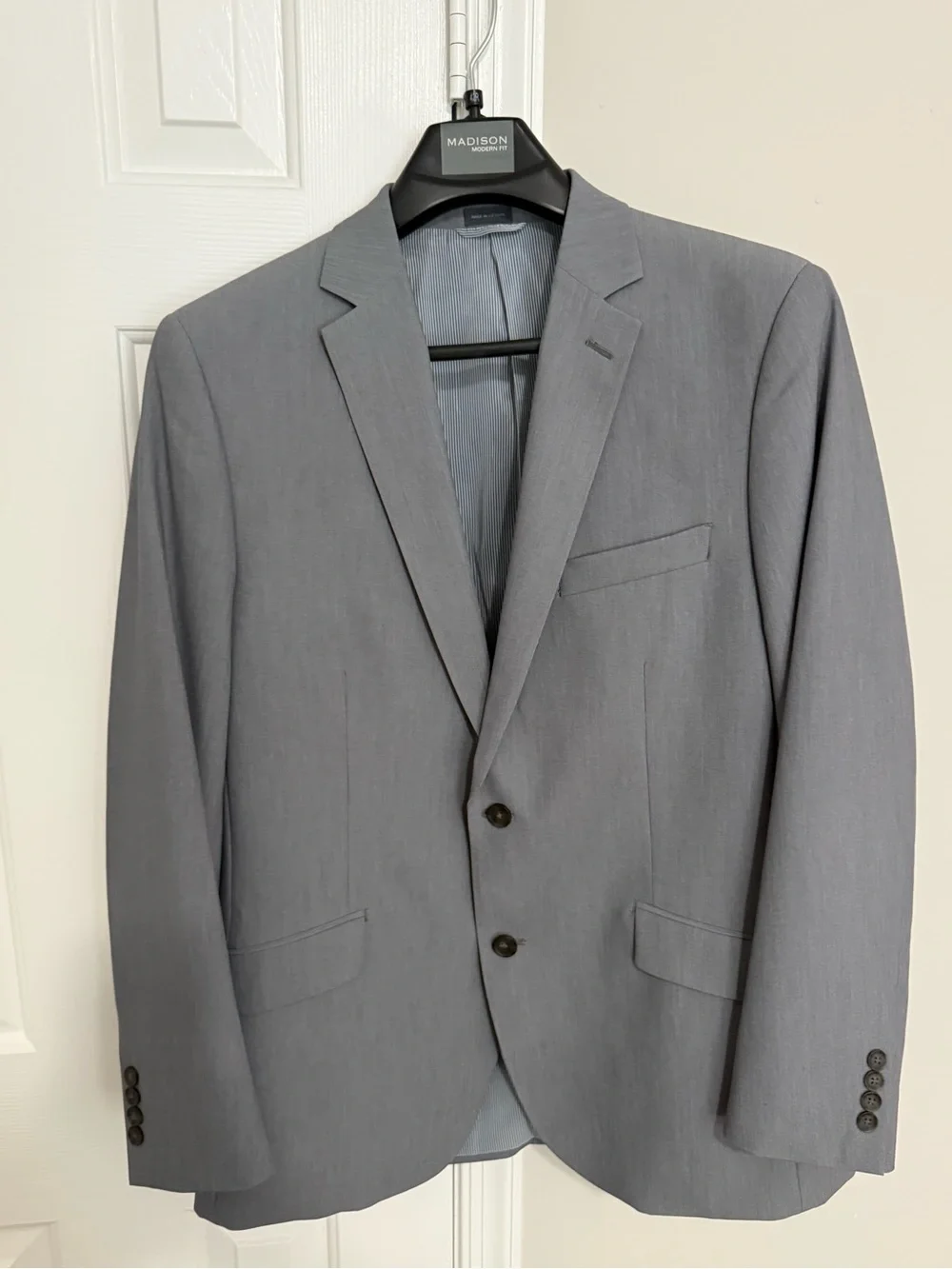 Madison Light Gray Men's Two-Button Suit Blazer